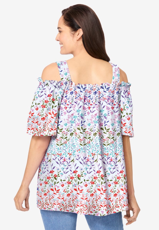 Printed Cold-Shoulder Blouse image number 1