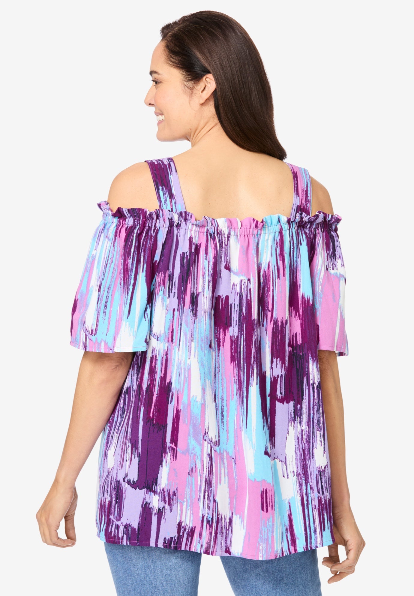 Printed Cold-Shoulder Blouse image number 1