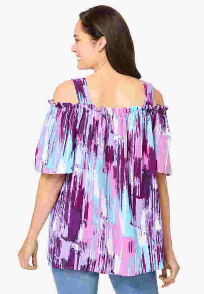 Printed Cold-Shoulder Blouse image number 1