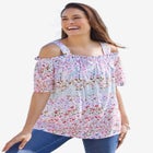 Printed Cold-Shoulder Blouse image number null