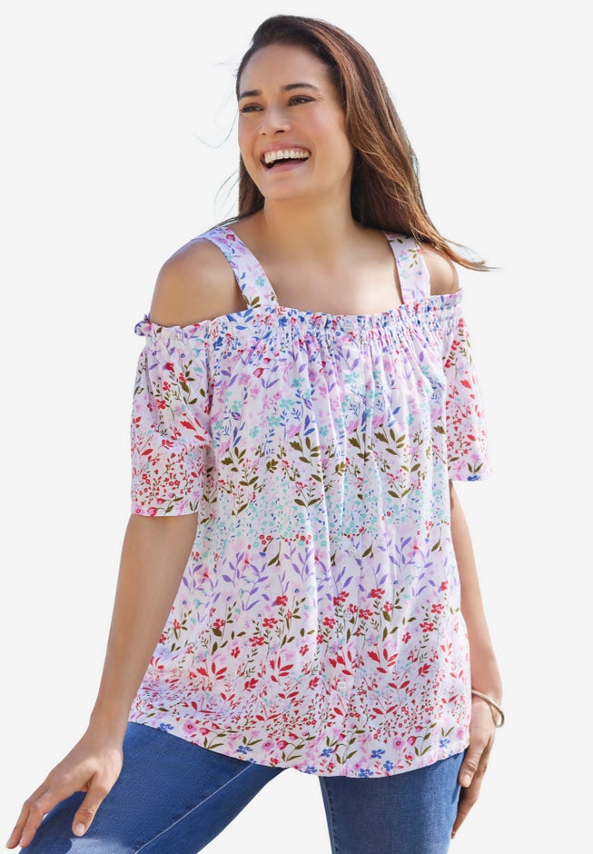 Printed Cold-Shoulder Blouse image number 0