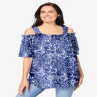 Printed Cold-Shoulder Blouse image number null