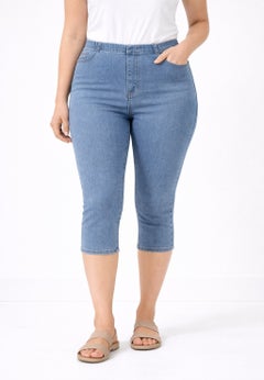 Mid-Rise Stretch Denim Capri Jegging