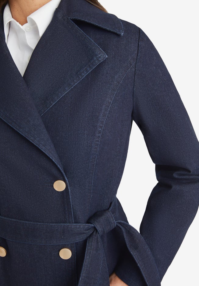 Refined Denim Trench Coat image number null