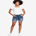 Mid-Rise Stretch Frayed Cuff Hem Shorts image number null