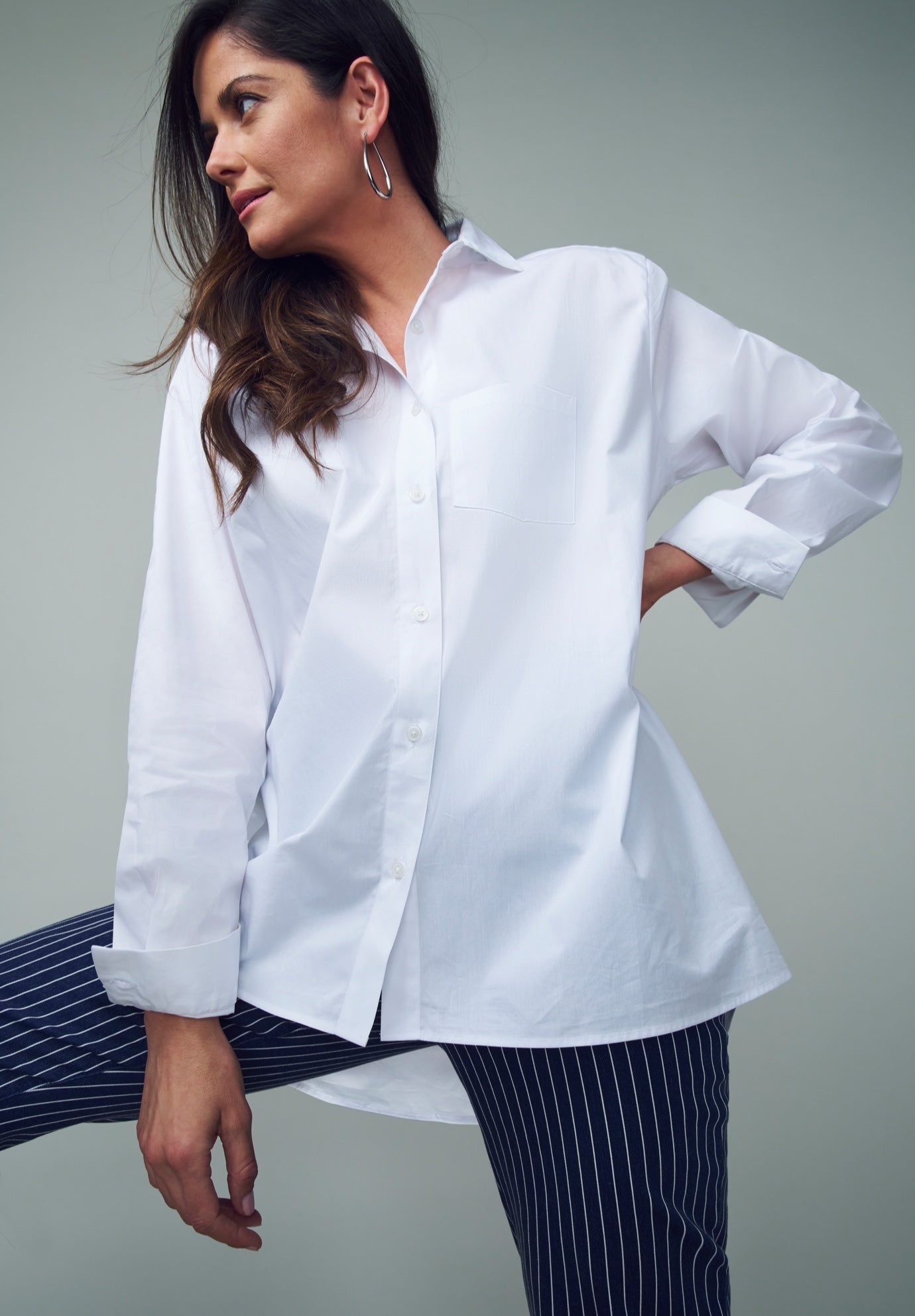 Wrinkle-Free Stretch Cotton Oversized Shirt image number 0