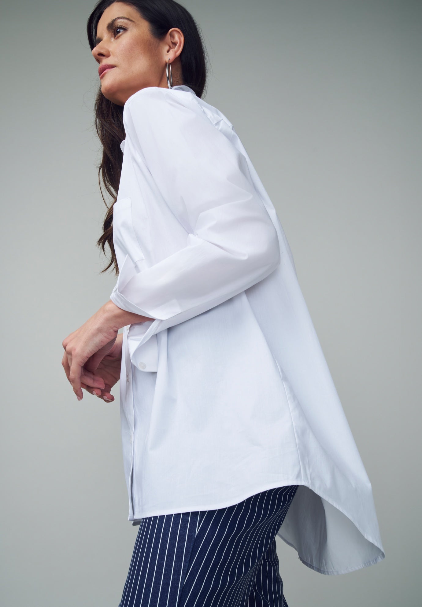 Wrinkle-Free Stretch Cotton Oversized Shirt image number 1