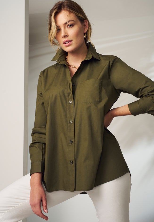 Wrinkle-Free Stretch Cotton Oversized Shirt image number 0