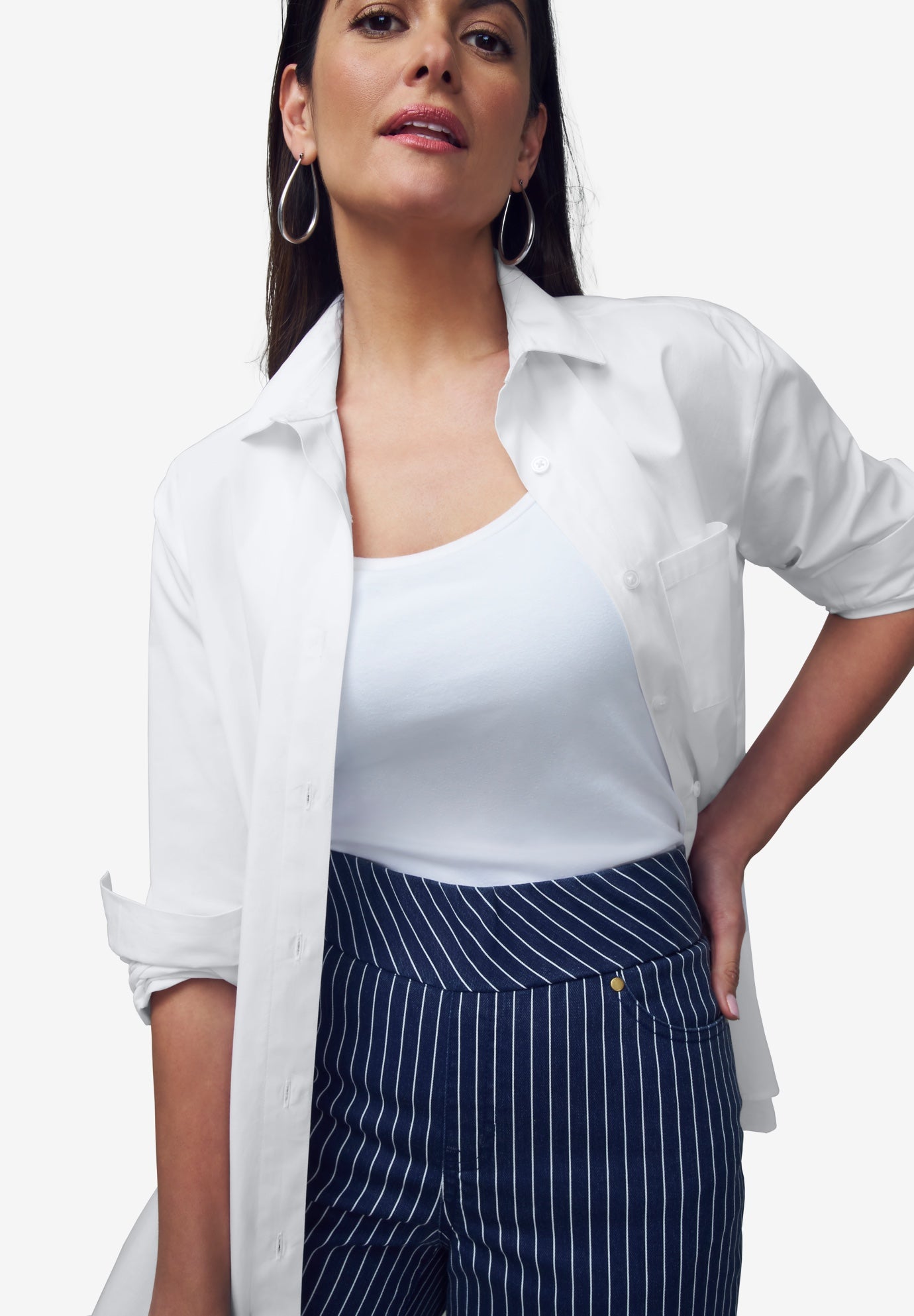 Wrinkle-Free Stretch Cotton Oversized Shirt image number 5