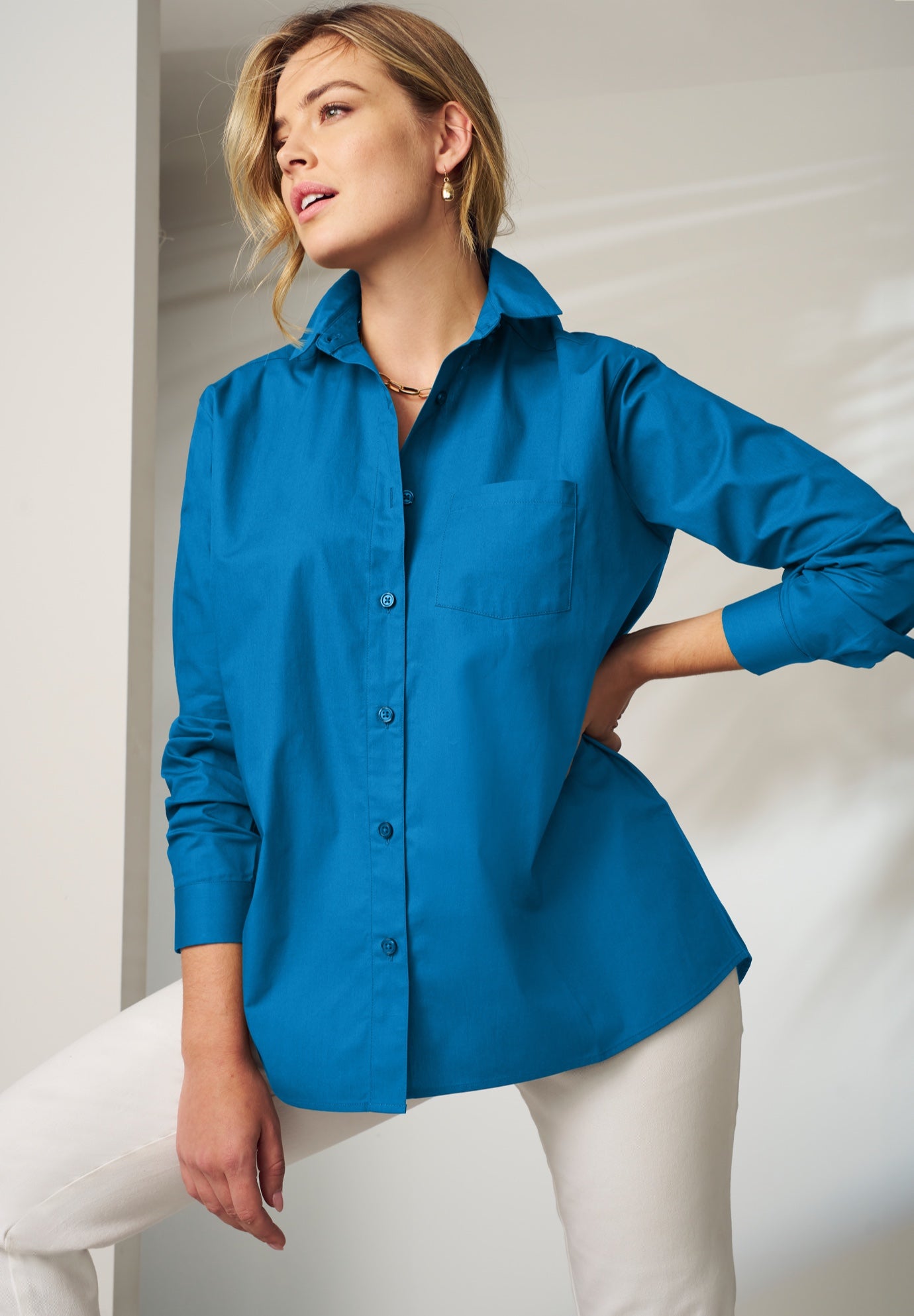 Stretch Cotton Oversized Shirt image number 0
