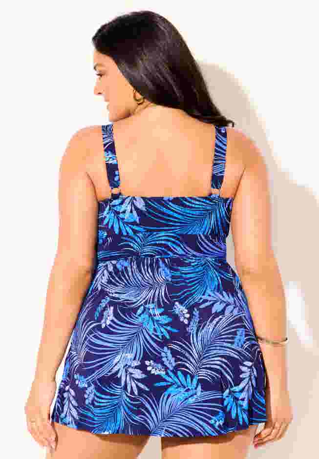 Twist Front V-Neck Swimdress image number 1