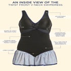 Twist Front V-Neck Swimdress image number null