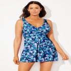 Twist Front V-Neck Swimdress image number null