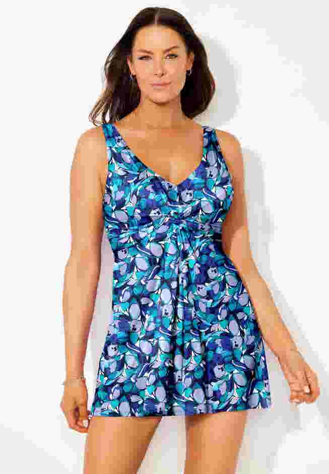 Twist Front V-Neck Swimdress image number 3