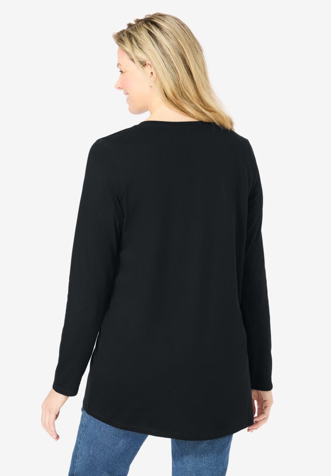 Perfect Long-Sleeve V-Neck Tunic image number 1