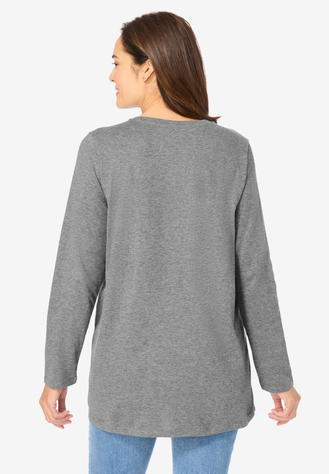 Perfect Long-Sleeve V-Neck Tunic image number 1