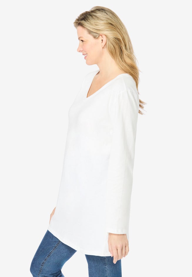 Perfect Long-Sleeve V-Neck Tunic image number 2