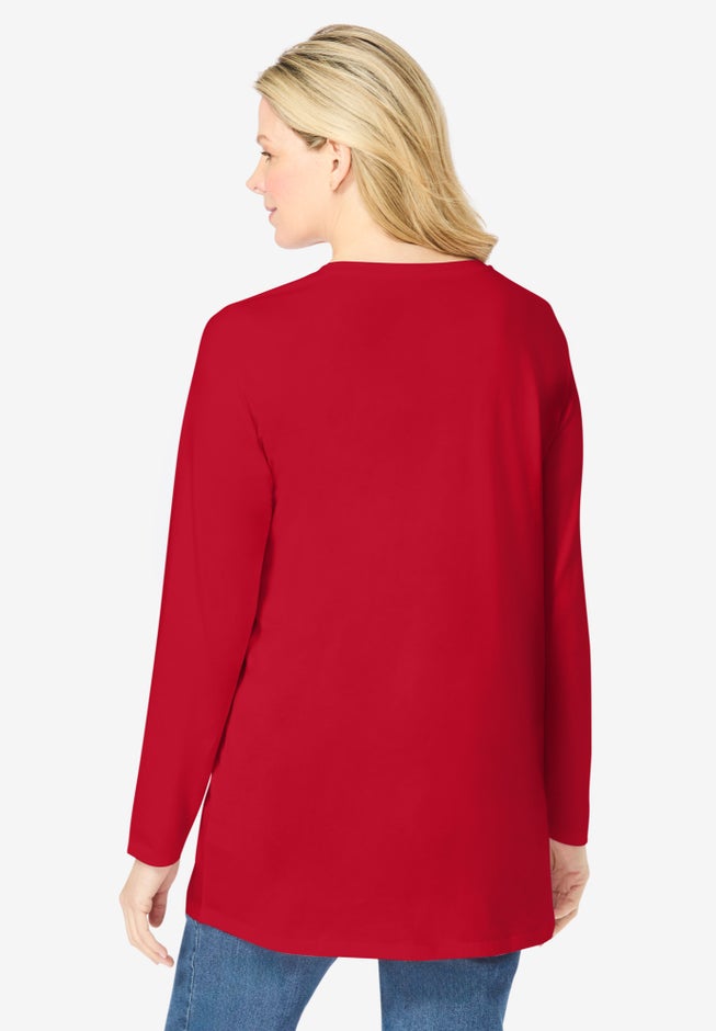 Perfect Long-Sleeve V-Neck Tunic image number 1