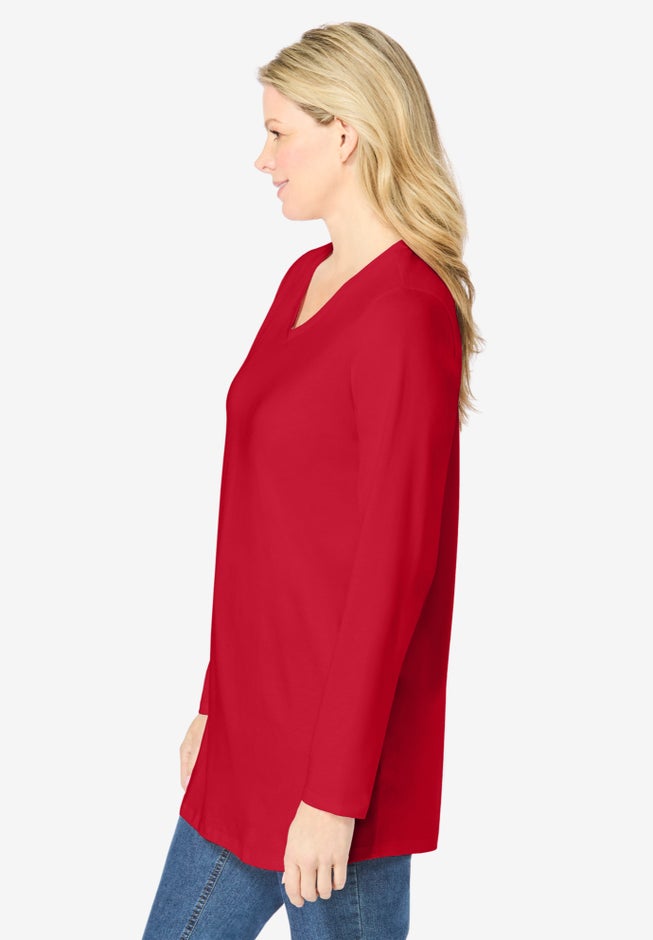 Perfect Long-Sleeve V-Neck Tunic image number 2
