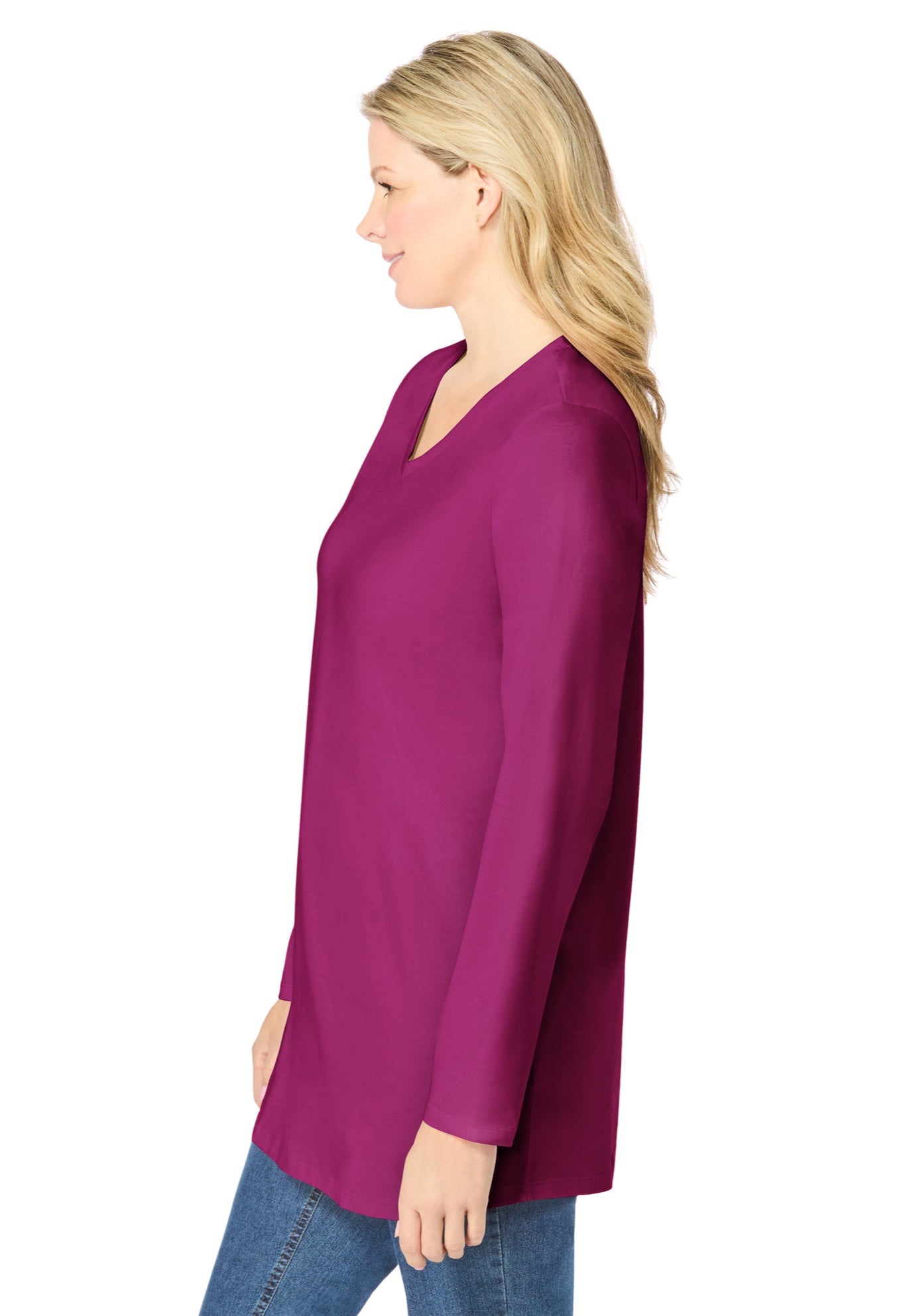 Perfect Long-Sleeve V-Neck Tunic image number 2