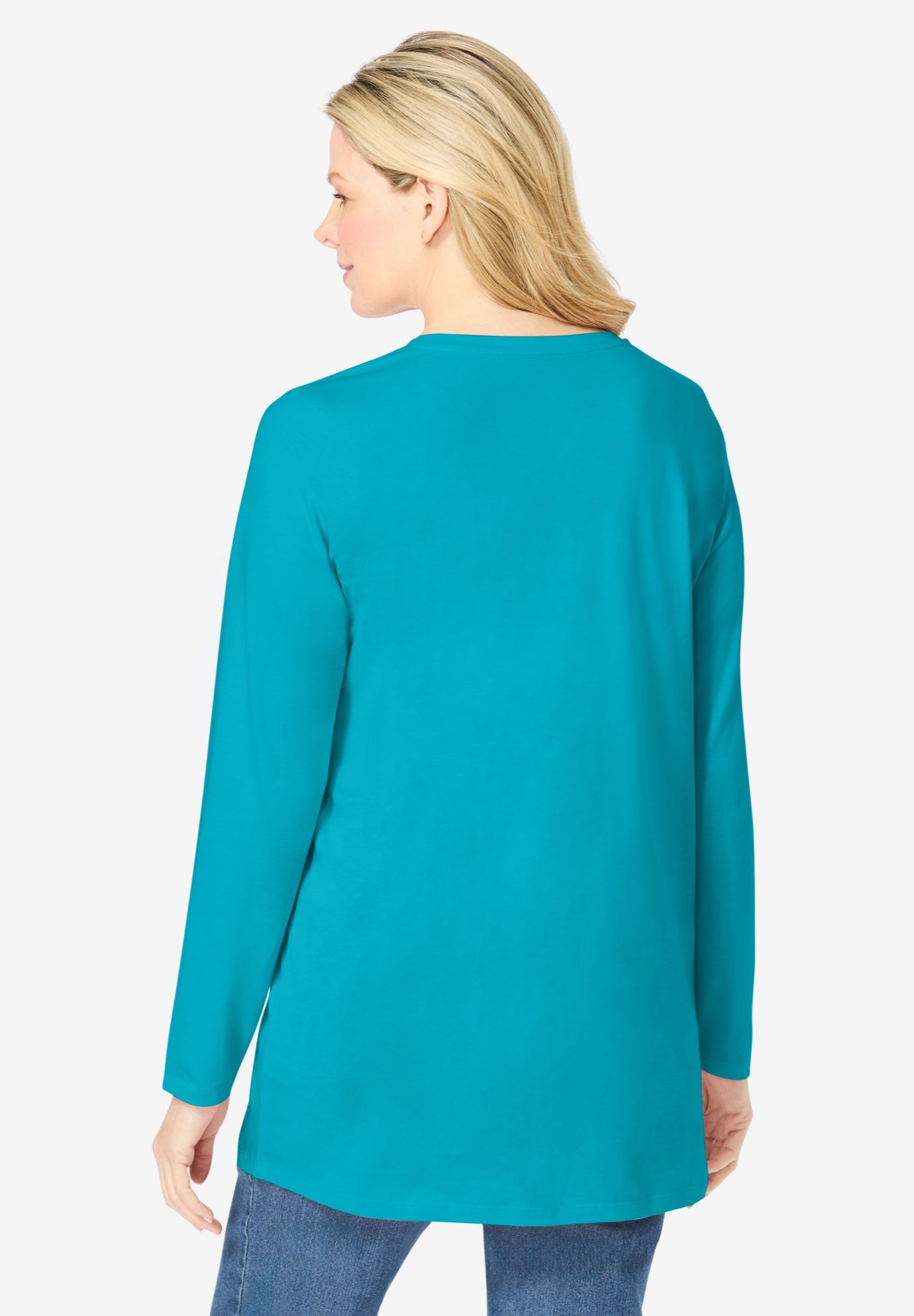 Perfect Long-Sleeve V-Neck Tunic image number 1
