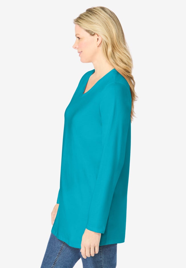 Perfect Long-Sleeve V-Neck Tunic image number 2