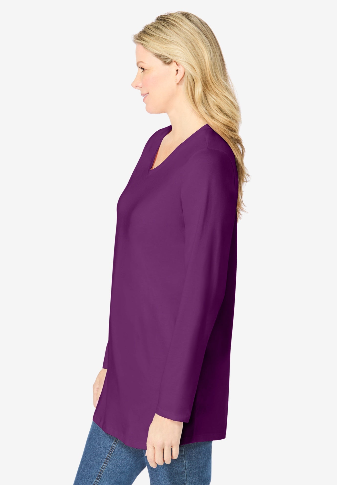 Perfect Long-Sleeve V-Neck Tunic image number 2