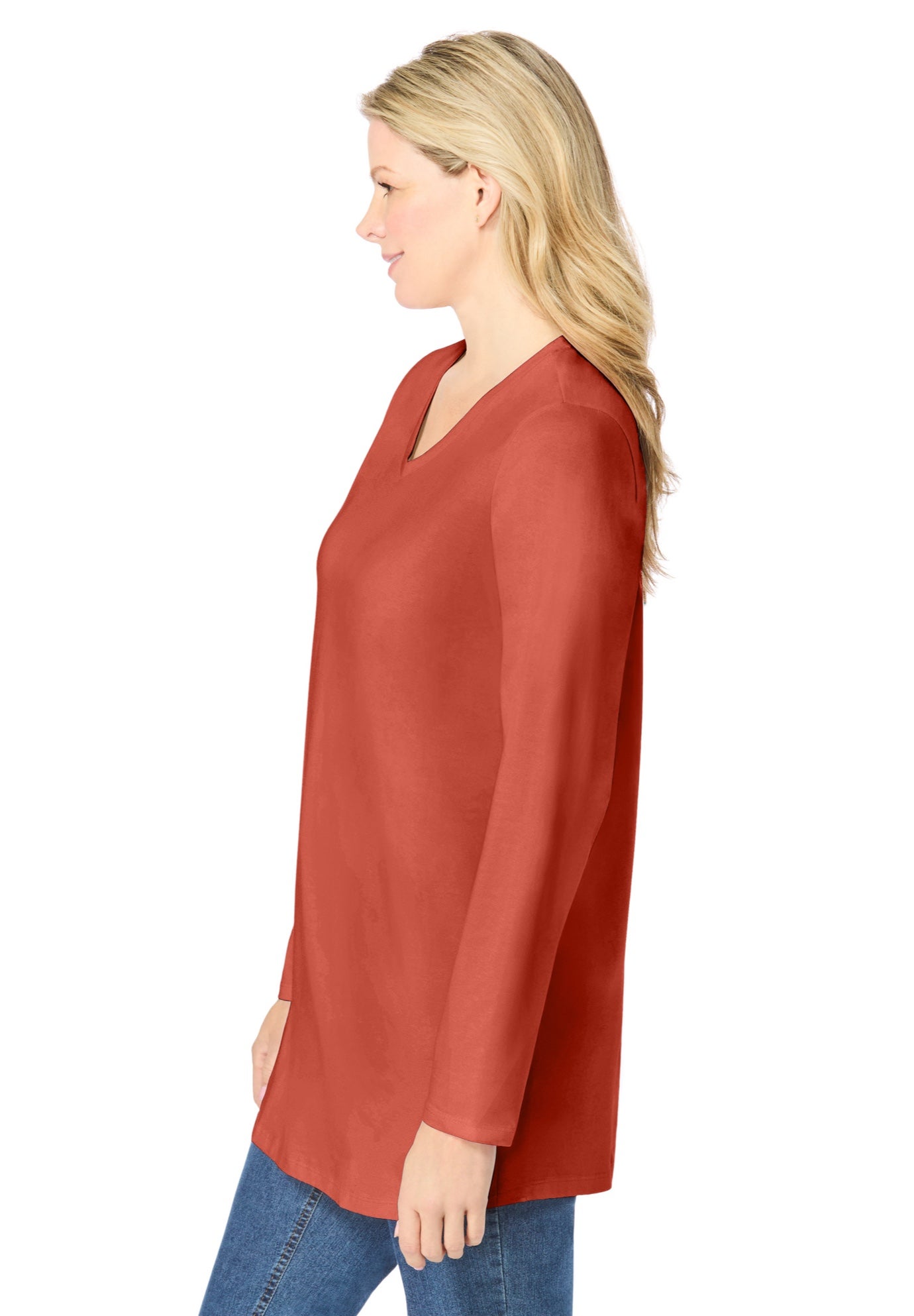 Perfect Long-Sleeve V-Neck Tunic image number 2