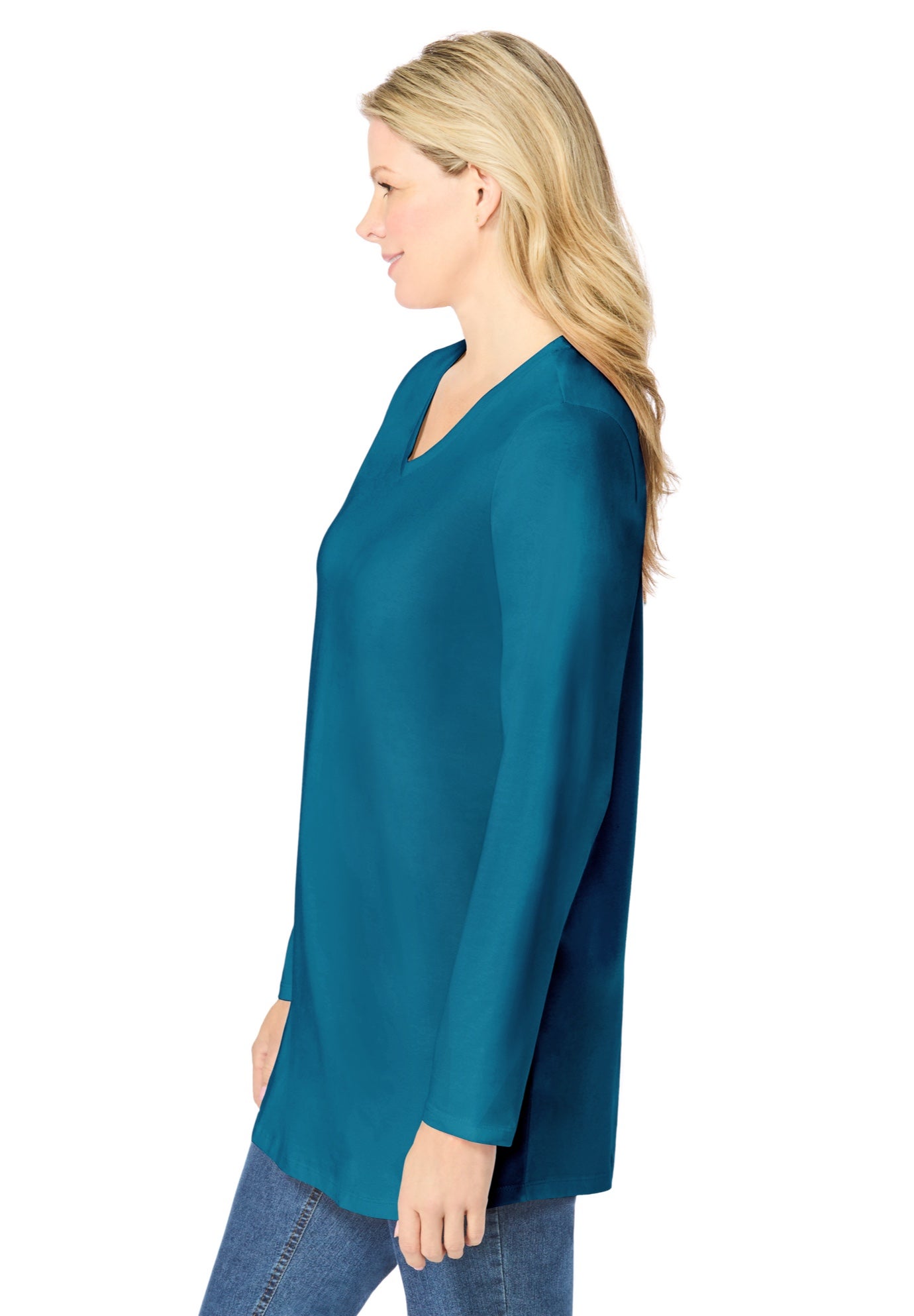 Perfect Long-Sleeve V-Neck Tunic image number 2