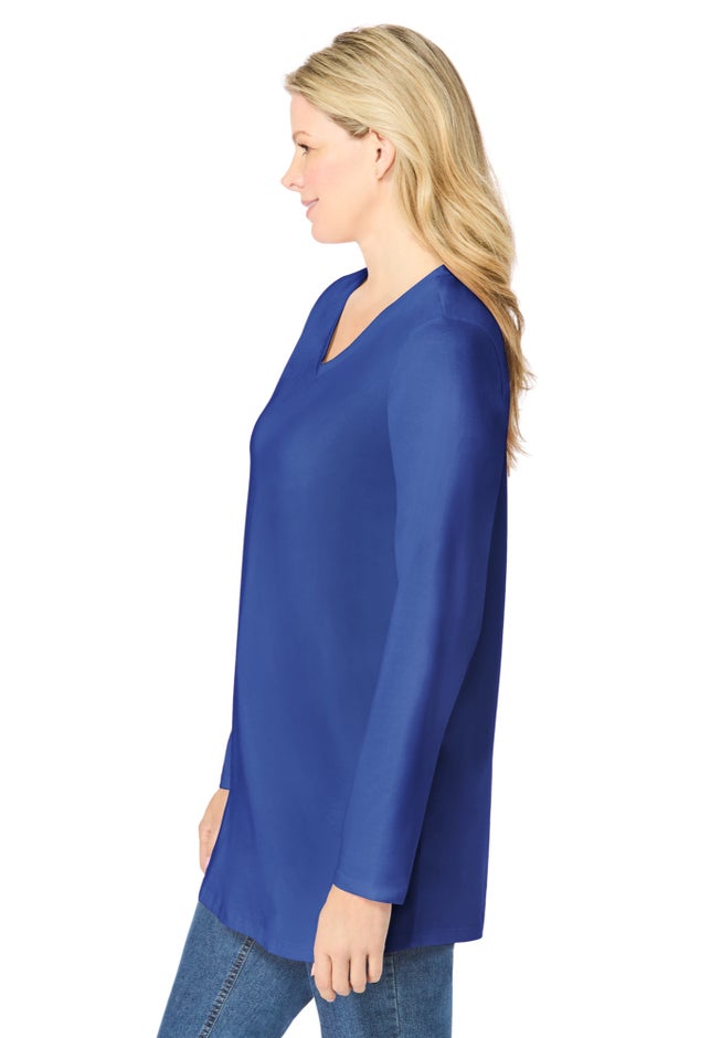 Perfect Long-Sleeve V-Neck Tunic image number 2