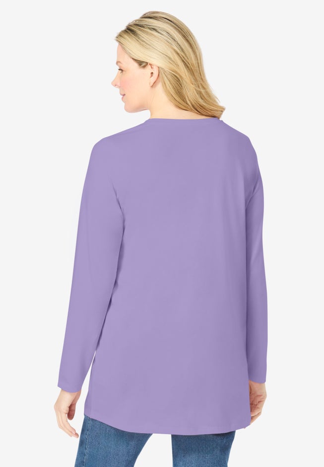 Perfect Long-Sleeve V-Neck Tunic image number 1