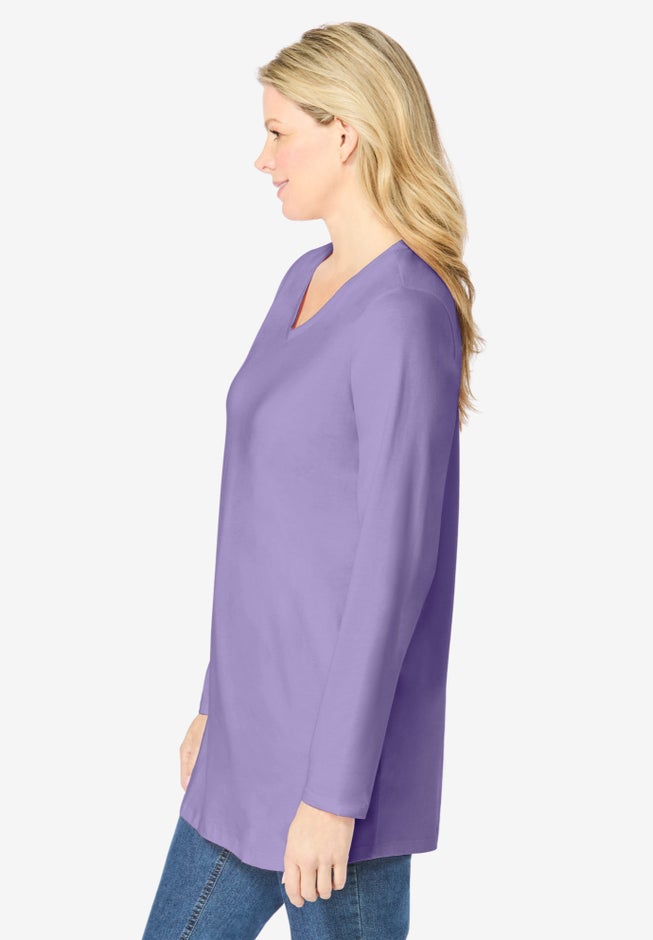 Perfect Long-Sleeve V-Neck Tunic image number 2