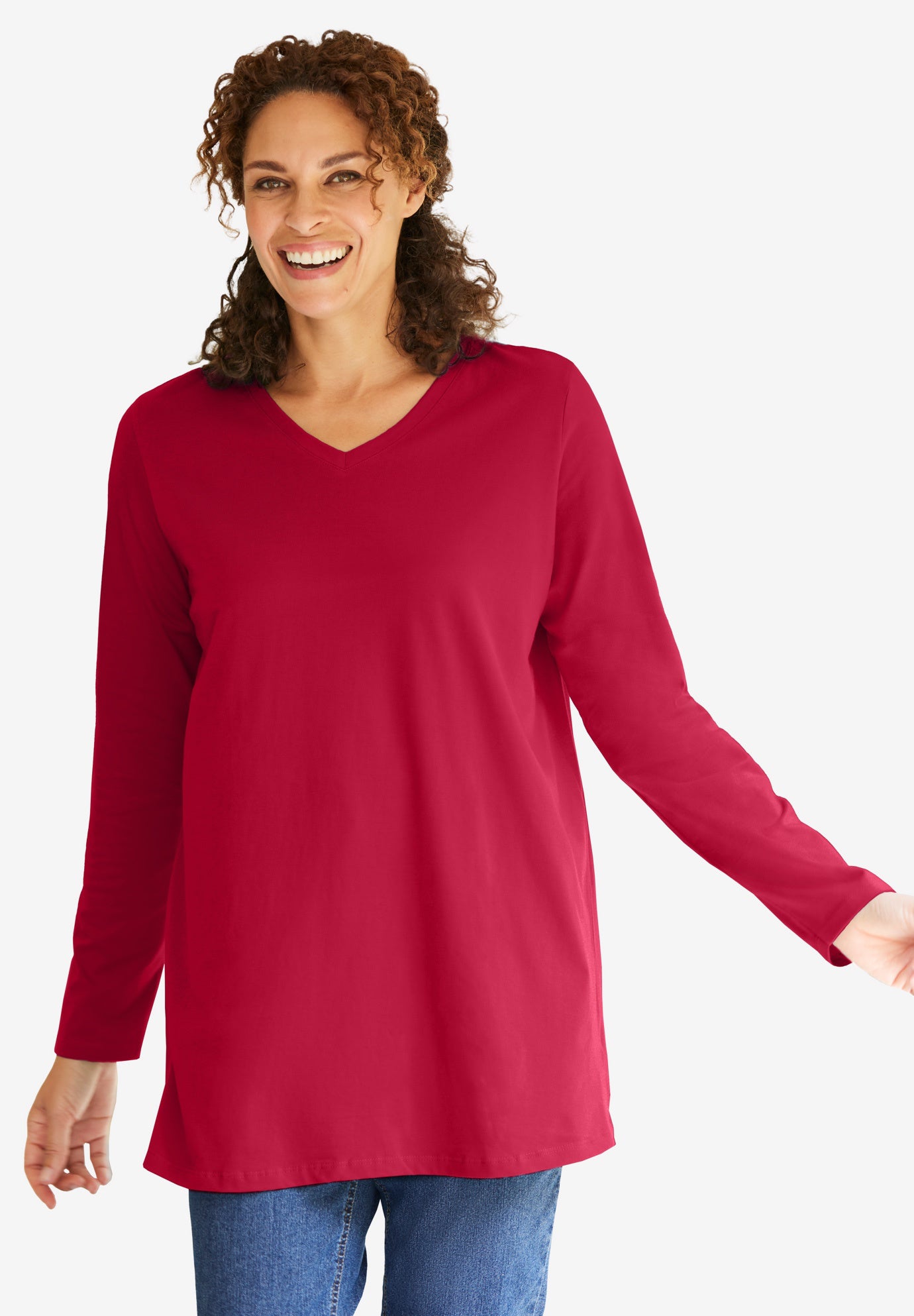 Perfect Long-Sleeve V-Neck Tunic image number 0