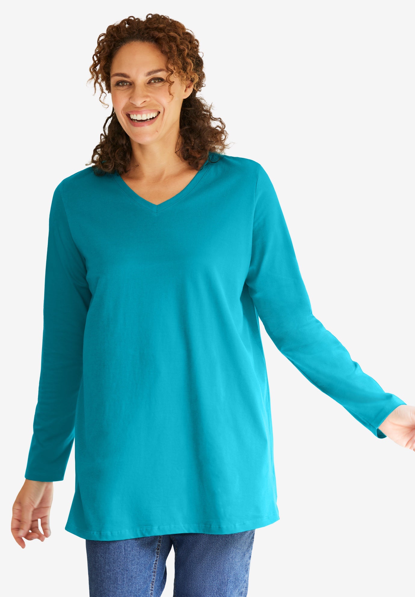 Perfect Long-Sleeve V-Neck Tunic image number 0