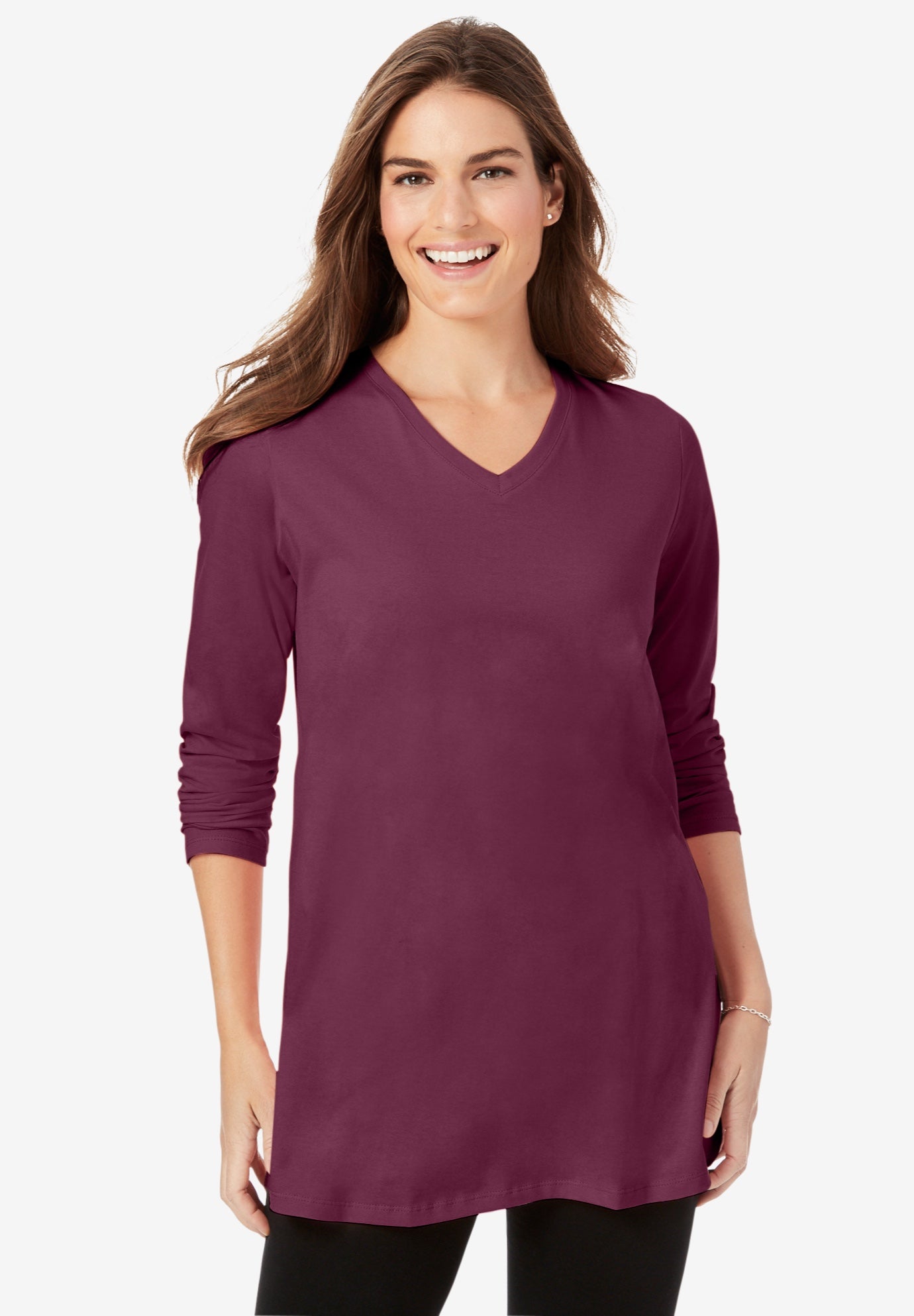 Perfect Long-Sleeve V-Neck Tunic image number 0