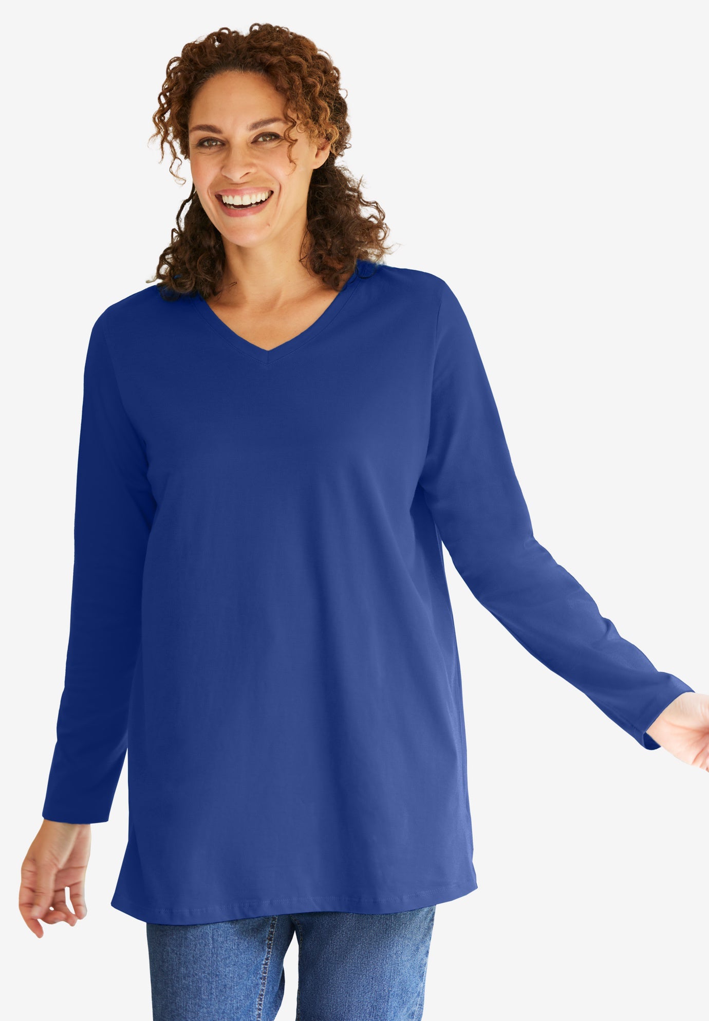 Perfect Long-Sleeve V-Neck Tunic image number 0