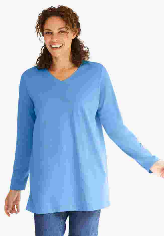 Perfect Long-Sleeve V-Neck Tunic image number 0