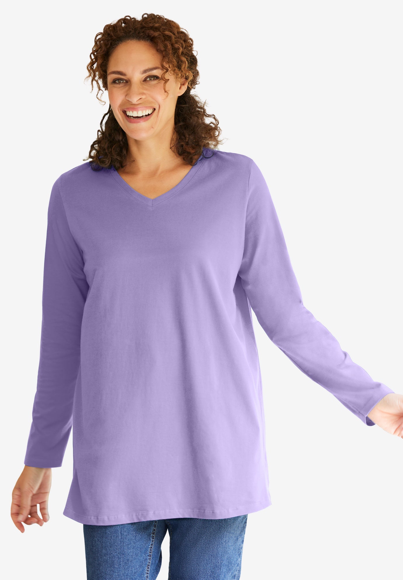Perfect Long-Sleeve V-Neck Tunic image number 0