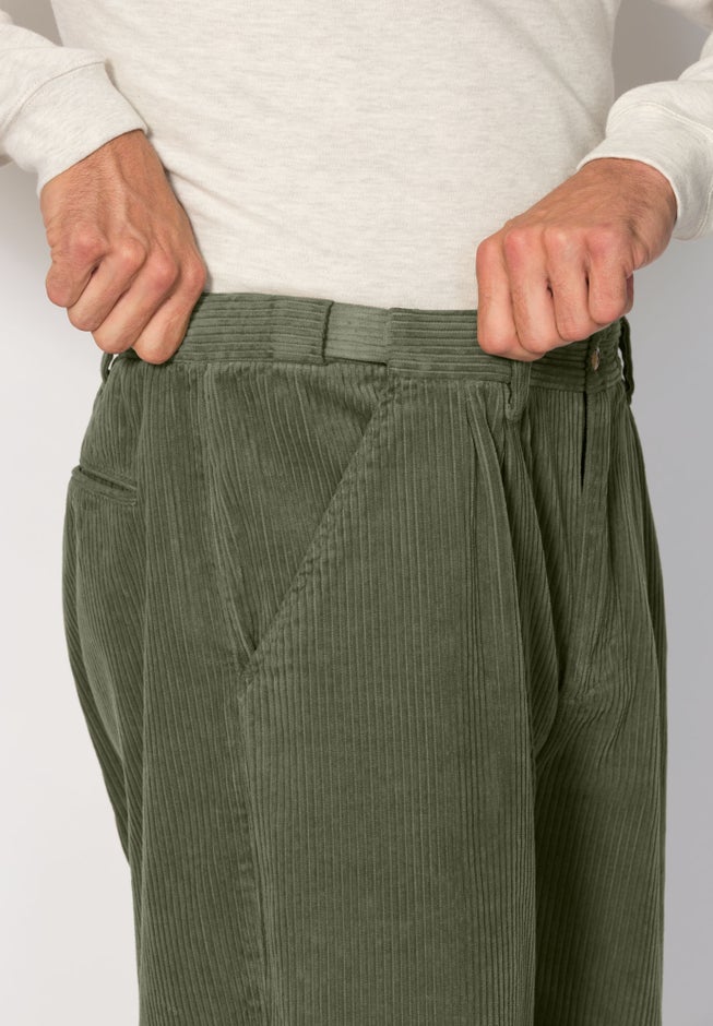 Expandable Waist Corduroy Pleat-Front Pants image number 1