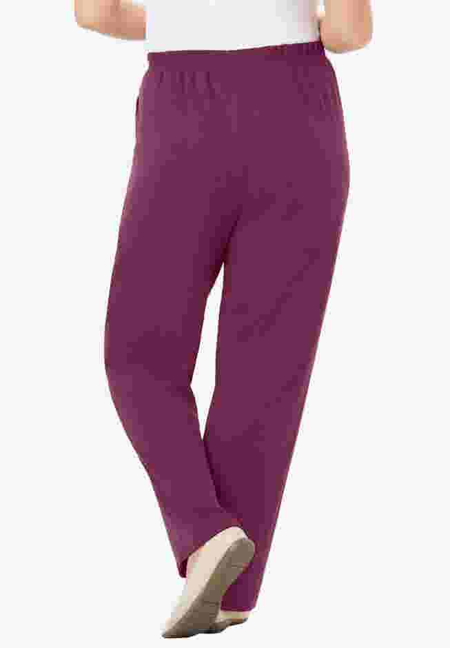 Womens Plus-Size 7-Day Knit Ribbed Straight-Leg Pull-On Pants image number 1