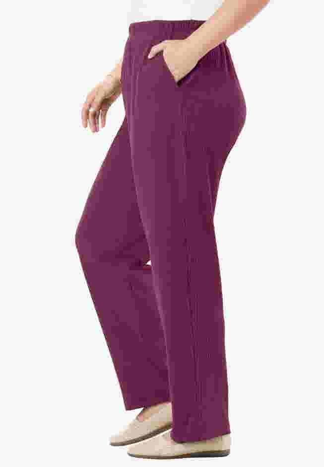 Womens Plus-Size 7-Day Knit Ribbed Straight-Leg Pull-On Pants image number 2