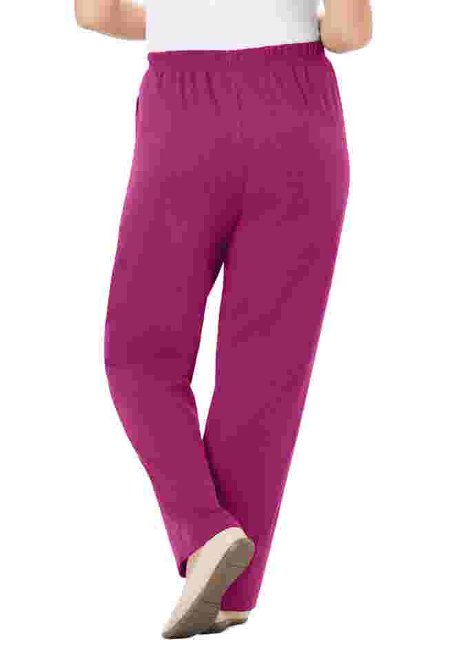 Womens Plus-Size 7-Day Knit Ribbed Straight-Leg Pull-On Pants image number 1