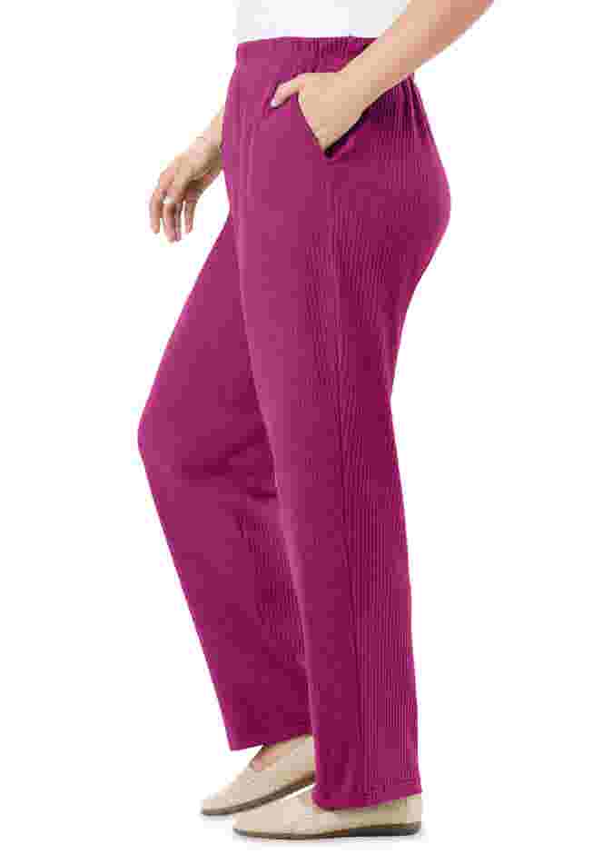 Womens Plus-Size 7-Day Knit Ribbed Straight-Leg Pull-On Pants image number 2