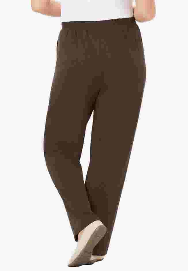 7-Day Knit Ribbed Straight-Leg Pull-On Pants image number 1