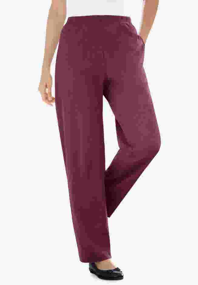 Womens Plus-Size 7-Day Knit Ribbed Straight-Leg Pull-On Pants image number 0