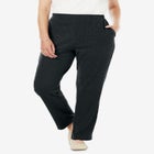 7-Day Knit Ribbed Straight-Leg Pull-On Pants image number null