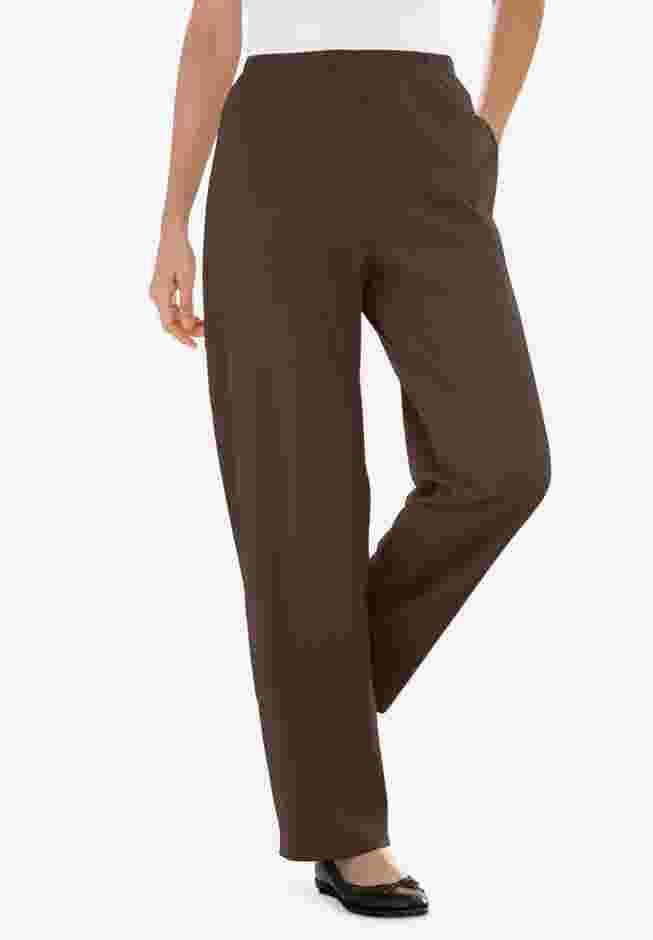 7-Day Knit Ribbed Straight-Leg Pull-On Pants image number 0