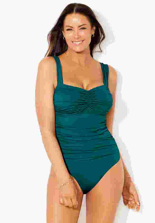 Shirred Sweetheart One Piece Swimsuit image number 4