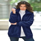 Plus Size High Collar Teddy Fleece Bomber image number null