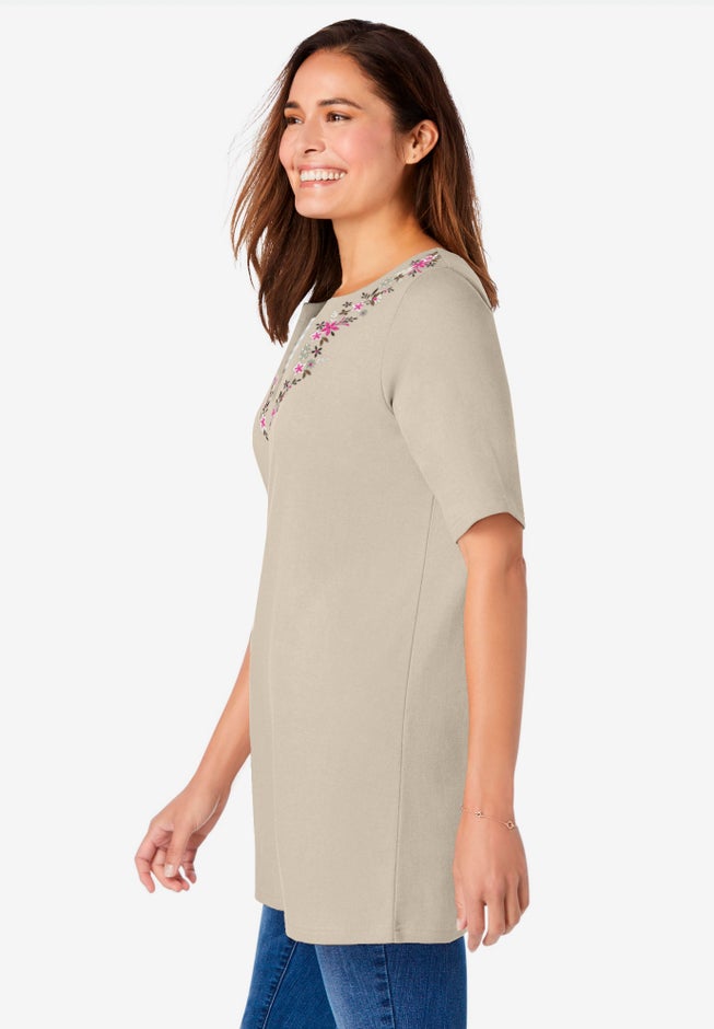 7-Day Embroidered Layered-Look Tunic image number 2